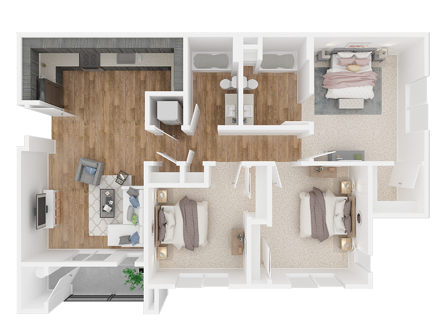 Floor plan for 3 beds, 2 baths, 1145 sqft